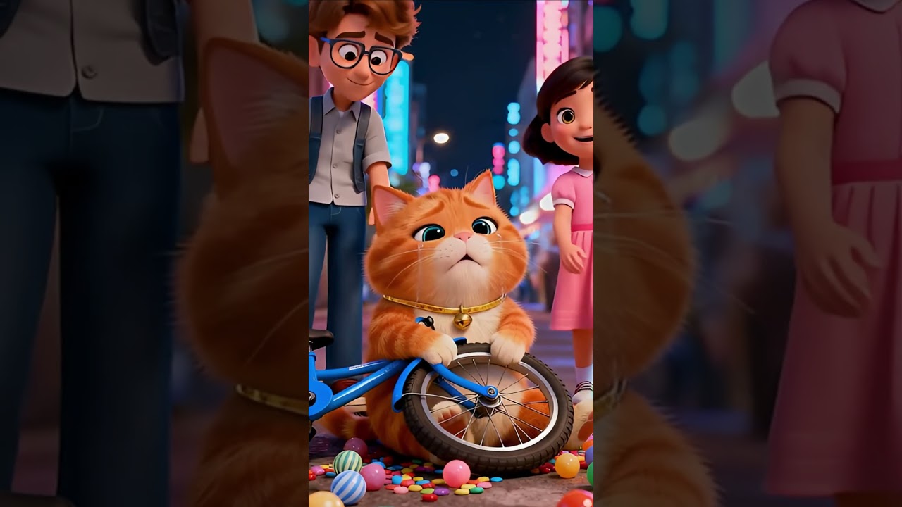 Crying Cat Falls Off Bicycle 😢  Emotional Pixar Style Short Story 