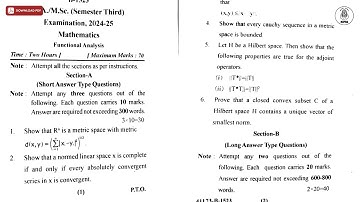 MA MSC 3RD SEM MATHEMATICS FUNCTIONAL ANALYSIS 2025 | MJPRU