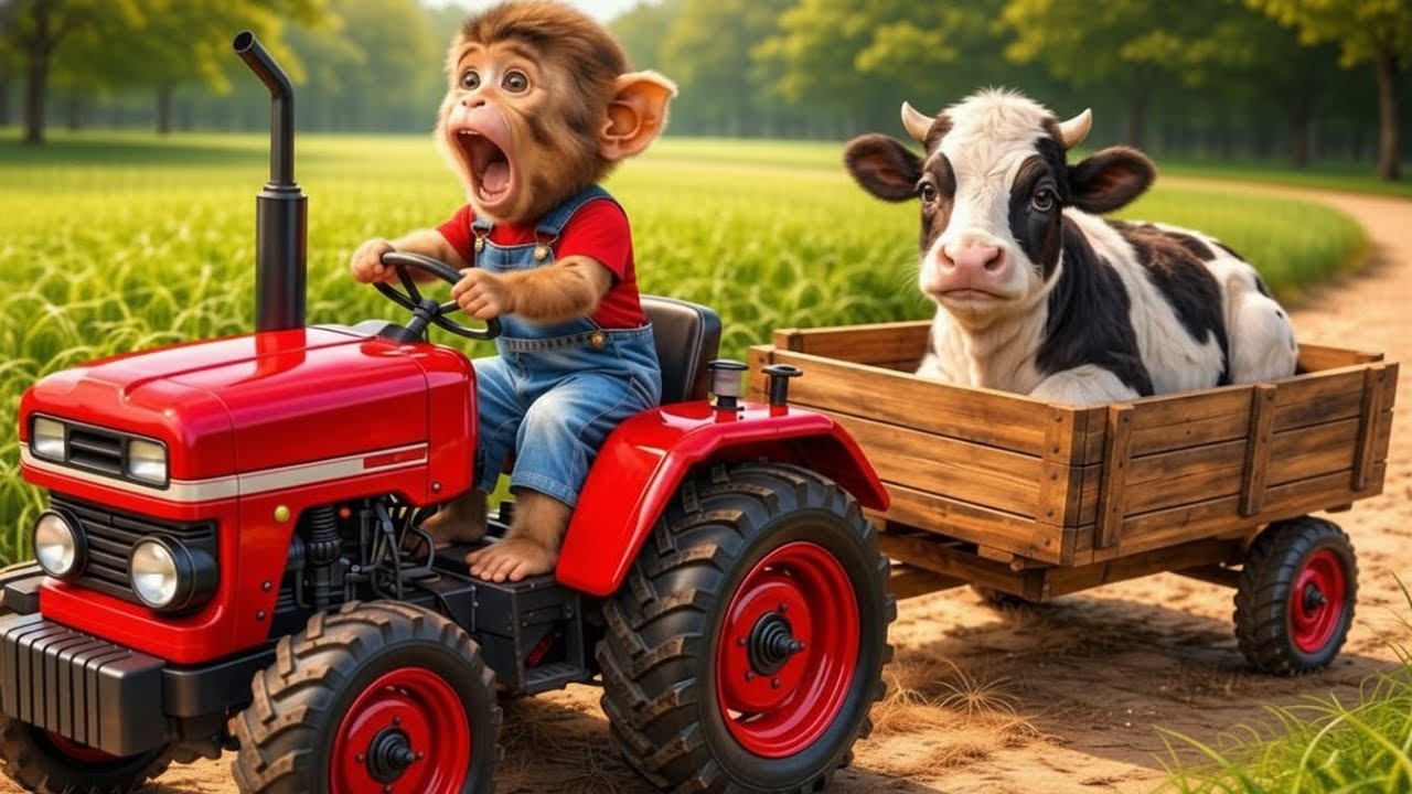 Monkey Builds a Bamboo Water Wheel and Saves a Cow