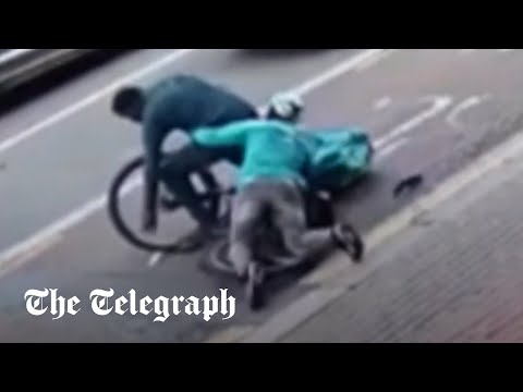 Deliveroo cyclist fights back against knife-wielding attacker who tries to steal his bike