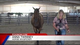Horse whisperer Anna Twinney gives a demonstration