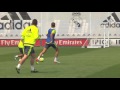 Bale, Benzema and Cristiano train together with the squad