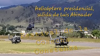 La salida del helicóptero presidencial con el presidente dominicano Luis Abinader.