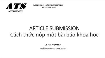 Webinar 08 | Article Submission - Cách nộp một bài báo khoa học