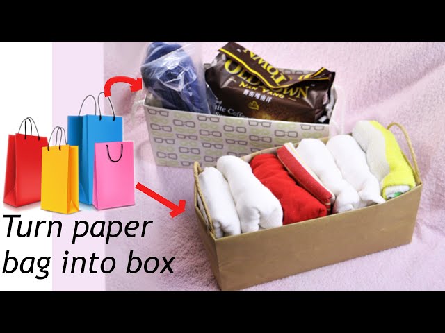 How to turn a shopping bag into multi purpose storage box