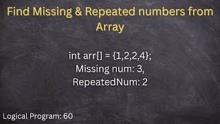 find Missing And Repeated Numbers Leetcode java, find duplicate, and missing num from array