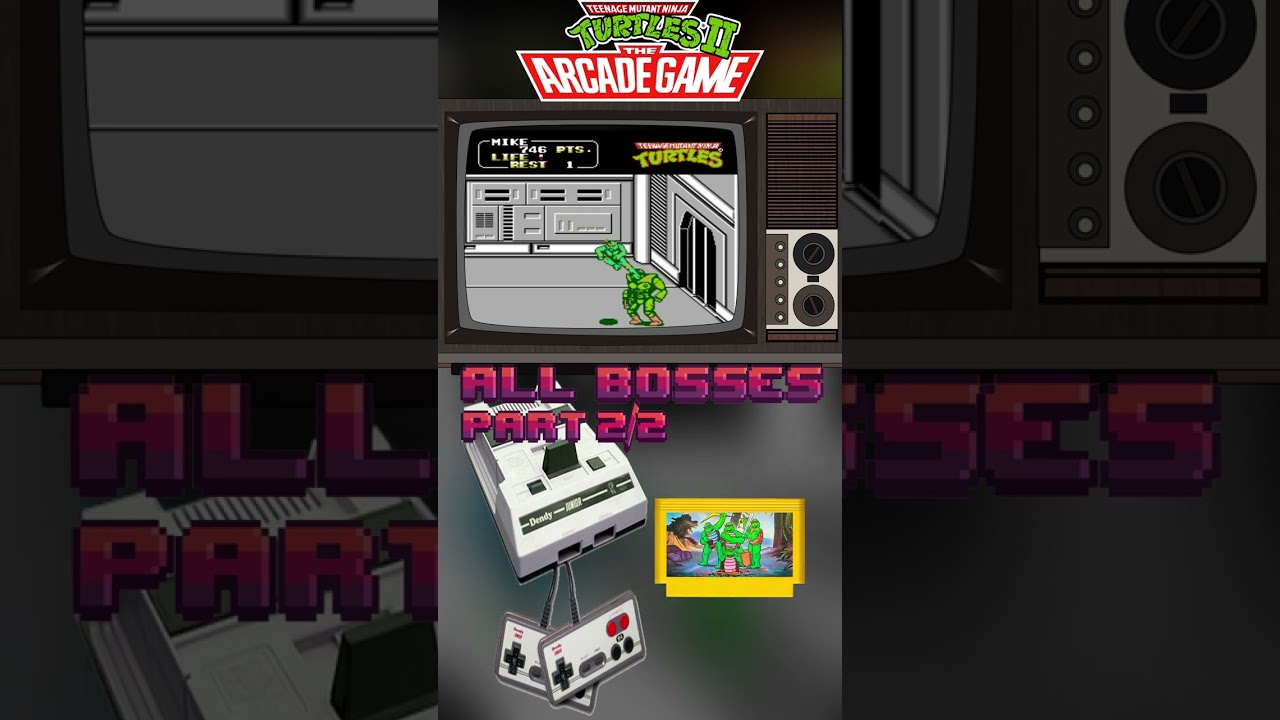 TMNT 2 Arcade Game Pt2   All bosses 