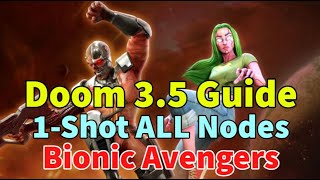 EASY Doom 3.5 Tech! Bionic Avengers 1-Shot ALL NODES! Raid Strategy | MARVEL Strike Force - F2P