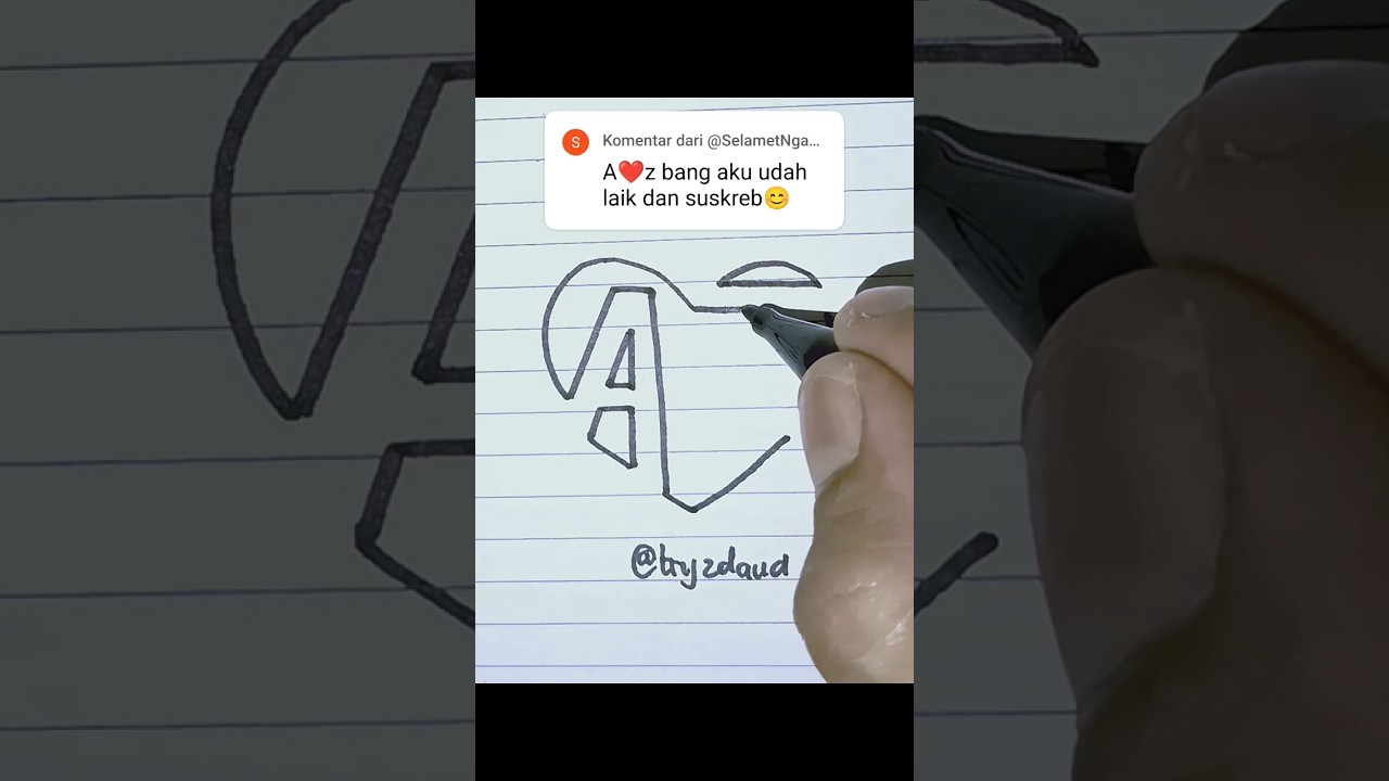 how to draw initials name A❤Z 