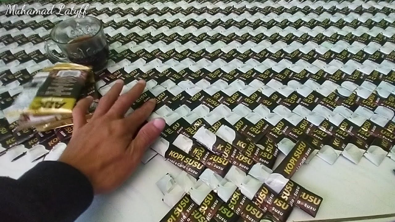 Cara membuat tikar dari kemasan kopi, tebal dan empuk.