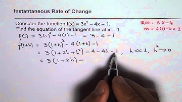 Write Equation of Tangent Line at x = 1 on 3x^2 - 4x - 1 Quadratic Function