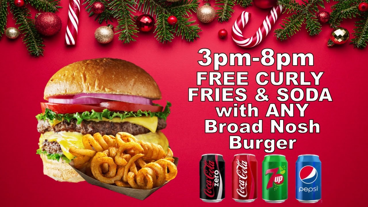 Broad Nosh Bagels Free Curly Fries Soda with Philly Cheese Steak New York Broad Nosh Bagel Deli Catering NYC