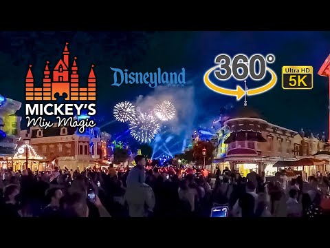 VR 360 5K Mickey's Mix Magic Fireworks Full Show  Main Street USA View Disneyland 2022 03 22