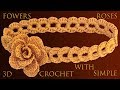 Como hacer flores rosas de oro 3D a Crochet para diadema de argollas trenzadas tejido tallermanualpe