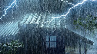 10 Hours Relaxing Rain Thunderstorm White Noise for Sleeping | Heavy Rain on Roof & Powerful Thunder