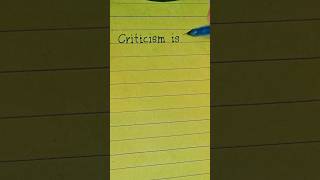 What Is Criticism For You?