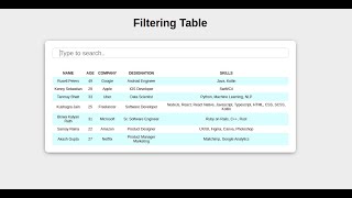 Filtering table using javascript part 2