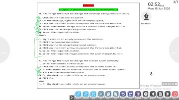 3rd class Computer ch 2 Exercise Introduction to WINDOWS 7