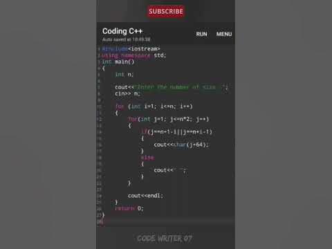 cpp pattern program tutorial video || #shorts #shortvideo #codewriter07 ...