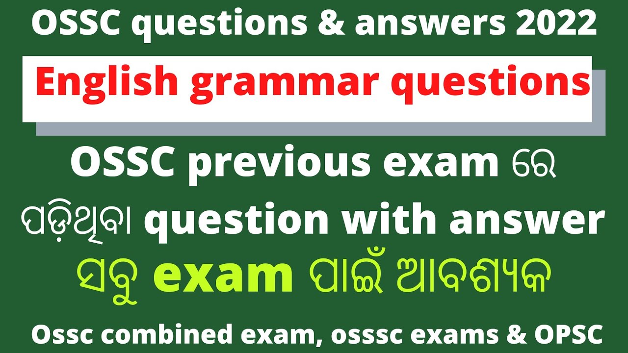 ossc english grammar questions|ossc question and answers 2022|opsc aso ...