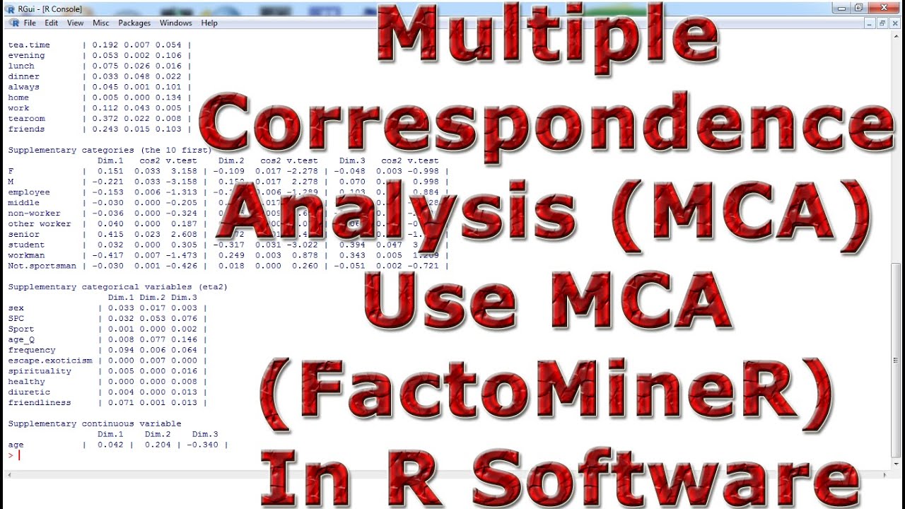 Multiple Correspondence Analysis (MCA) Use MCA (FactoMineR) With (In) R ...