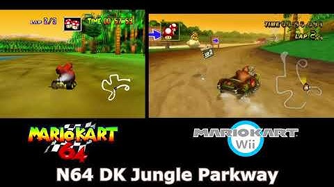 N64 DK Jungle Parkway Mario Kart 64 and Wii Comparison