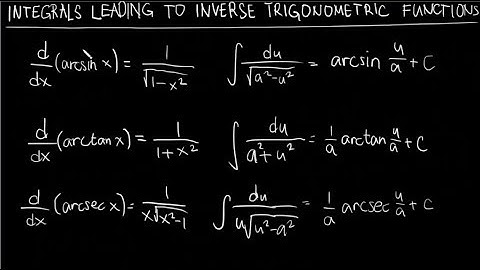 Integrals Leading to Inverse Trigonometric Functions