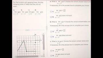 Calculus Help: For the function g(x) graphed here, find the following limits or state that they do