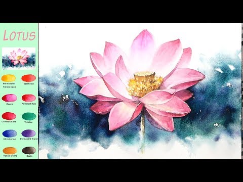 Basic <strong>Flower</strong> Watercolor - Lotus (sketch &amp;amp; <strong>color</strong> mixing, Arches) NAMIL ART