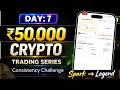 Ep.03 | ₹50K Crypto Trading Challenge 🔥 | Live Trading | Profit Ya Loss? | Day 7