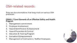 OSHA Implementation of OSH Programs, Procedures Policies and Guidelines