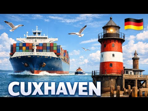 Cuxhaven Germany Walking Tour 🇩🇪 | North Sea Harbor, Lighthouse & Ships to Hamburg (4K No Talking)