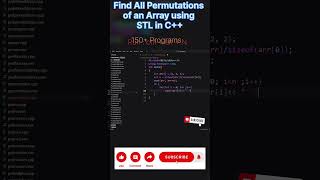 Program of All Premutation of Array Using STL in C++ | #youtubeshorts #c #ytshorts #shorts #trending