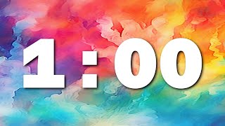 1:00 Timer - Rainbow watercolor background