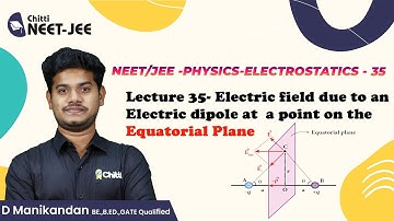 Lec 35 | Electric Field due to Dipole at point on the Equatorial plane | Class 12 | NEET | IIT JEE