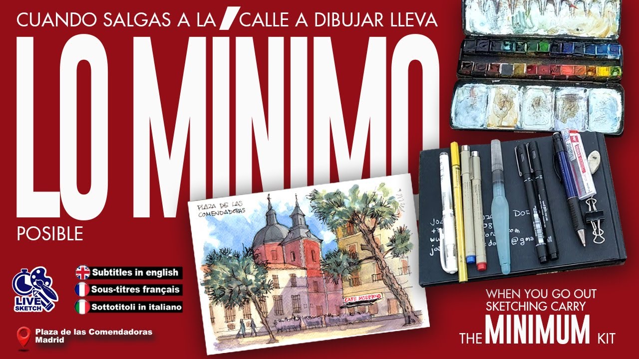 Lleva lo mínimo posible cuando salgas a dibujar en la calle. Carry a small kit when urbansketching.
