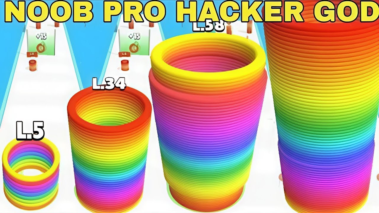 NOOB VS PRO VS HACKER VS GOD in Slinky Hop ios