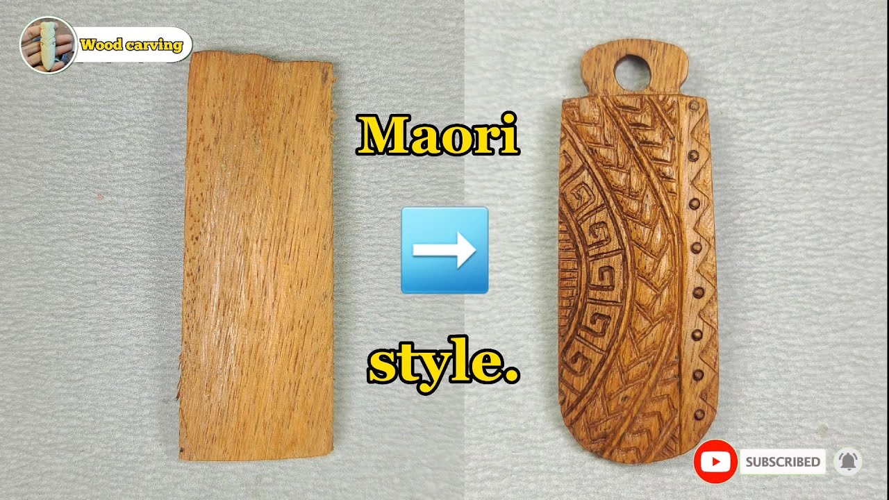 Maori style wood carving, hand carved, necklace size.