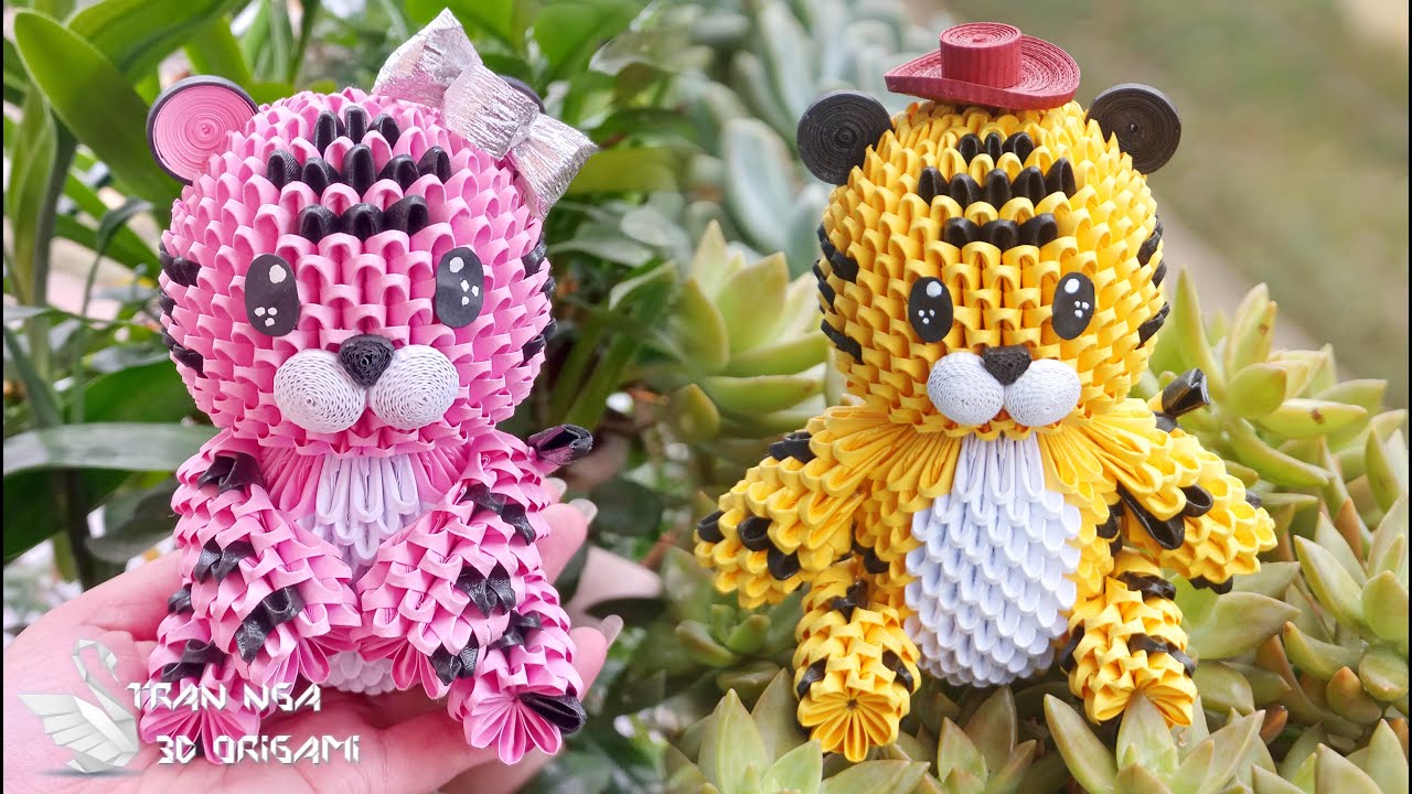 3d origami tiger tutorial , making paper tiger for year of tiger | Tutorial de tigre de origami 3d