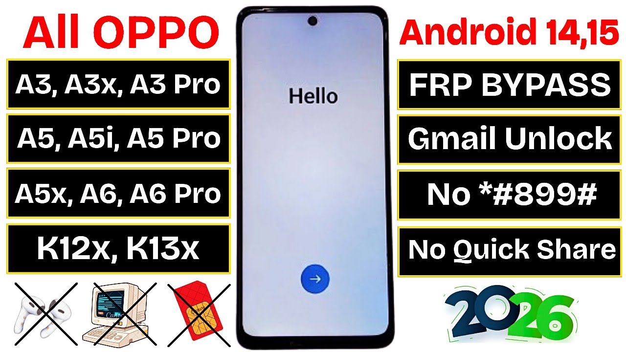 OPPO 2026 Google/FRP Bypass Without PC | Android 14/15 | Fix Settings Not Open *