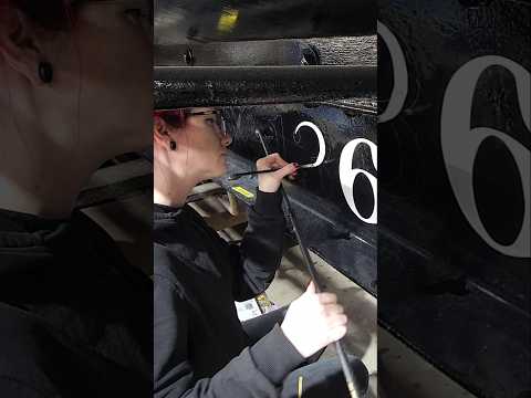 Hand painting a 1920s tank car for Strasburg rail road #strasburgrailroad #handpainted #signpainting