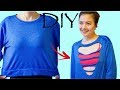 3 DIY Sweater Cut Out/Heart Sweater, Cut out heart neckline, V shaped Neckline