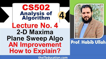 cs502 Short Lectures 4 | Running time Analysis of Plane Sweep Maxima Algorithm