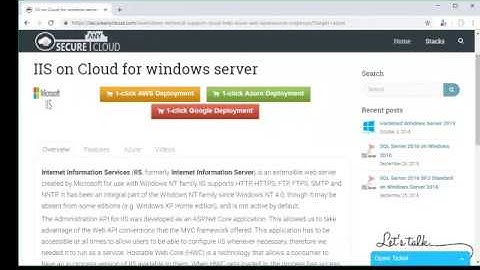 IIS on Cloud for windows server - Deploy on Azure , AWS and Google Cloud Platform.