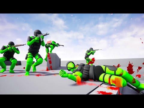 Green Team VS Orang Team - AI Battles with Active Ragdoll Physics! - MANTA'S WARBOX NPC [Warbox]