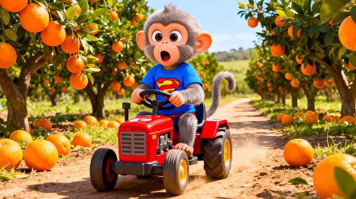 🍎🚜 Baby Monkey LaLa Drives Tractor to Harvest Orange and Catch a Sneaky Thief on the Farm! 🐒😱