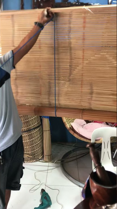 DYI How to install roll up bamboo blinds with poly 🤗