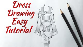 How to draw a beautiful dress drawing design easy for beginners Fashion illustration dresses drawing