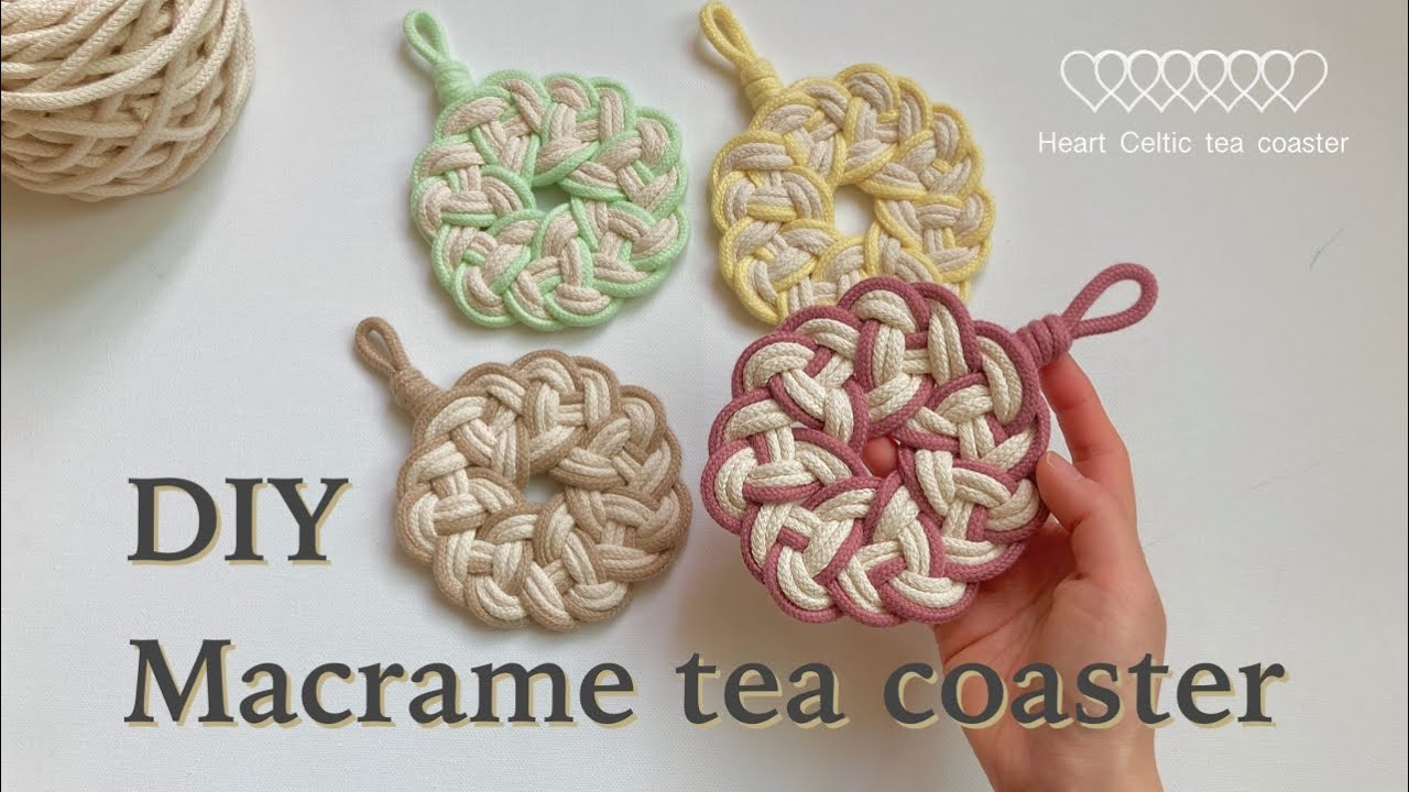 [SUB]마크라메 하트 켈틱 티코스터♡Macrame Heart Celtic Tea Coaster[DIY Tutorial