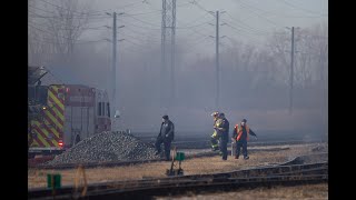 Windsor fire crews battle fire along rail corridor
